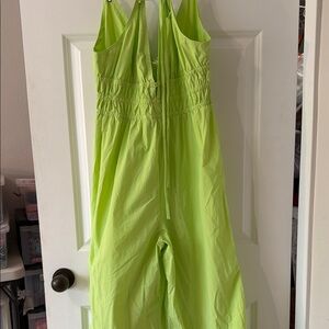 FP Movement by Free People Lime Green Smocked-Waist Jumpsuit
